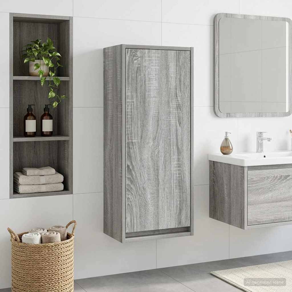 vidaXL Мивка за стена Сив Сонома 35 x 20 x 81 см Инженерна дървесина