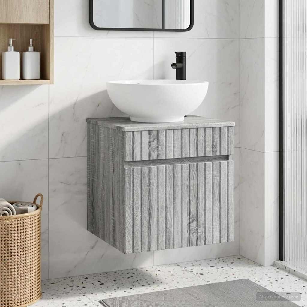 vidaXL Мивка за стена Сив Сонома 49 x 445 x 665 см