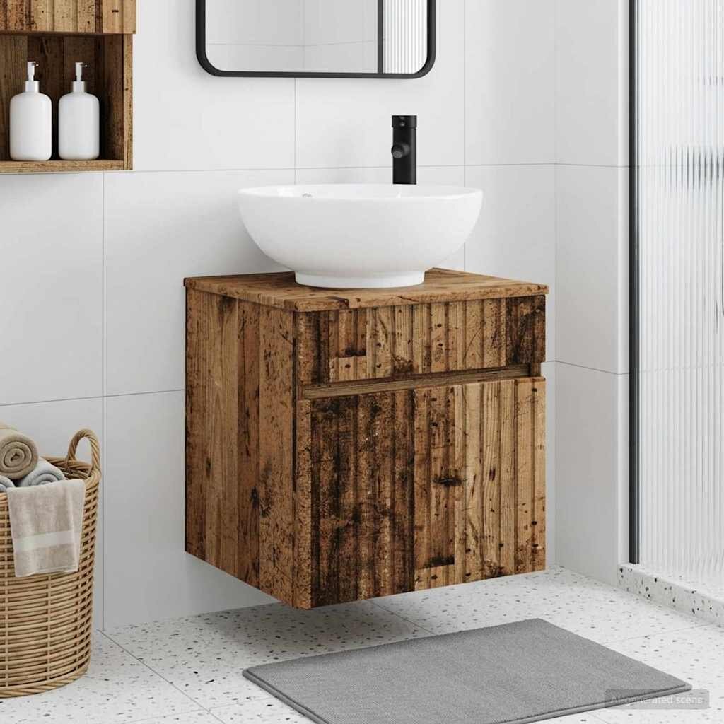 vidaXL Мивка за стена Старо дърво 49 x 445 x 665 см