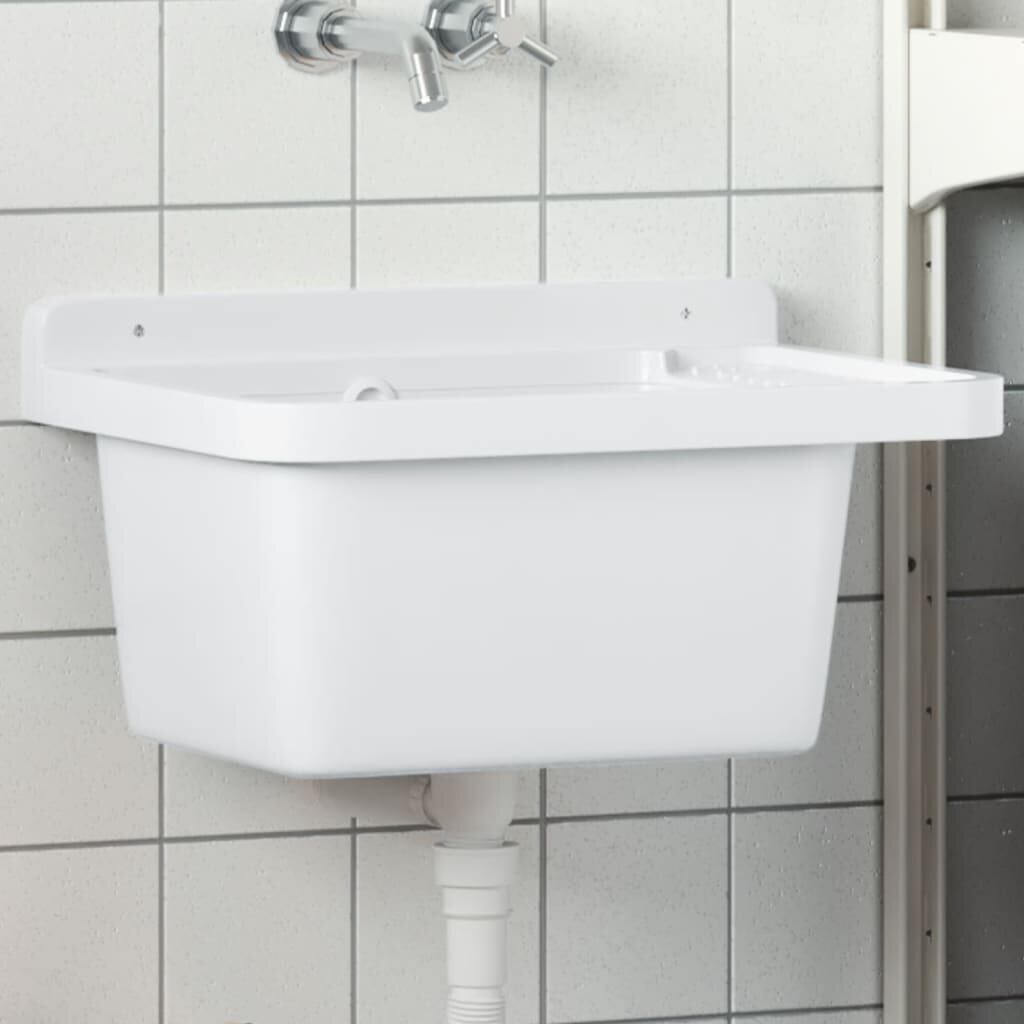 vidaXL Мивка за умивалник за стенен монтаж бяла 50x35x24 см смола