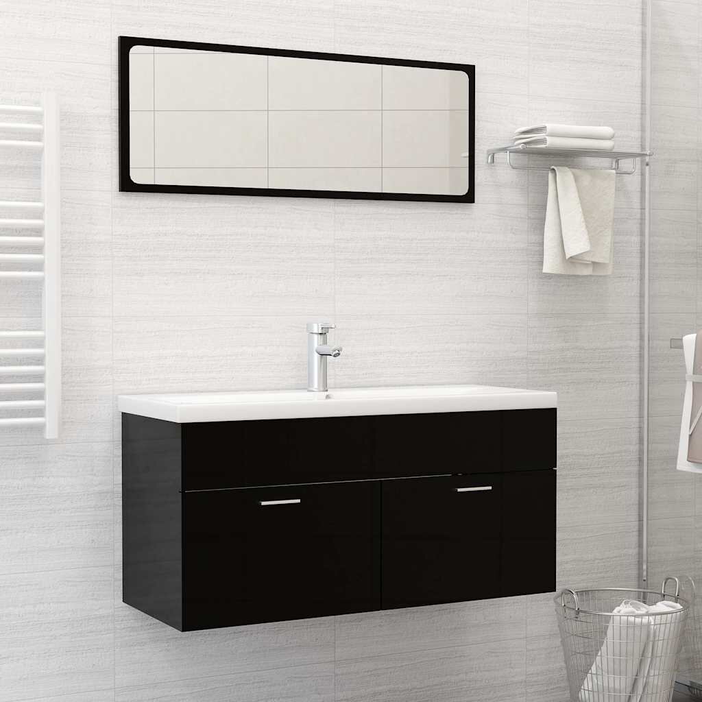 vidaXL Мивка за вграждане с кран 101x39x18 см керамична бяла