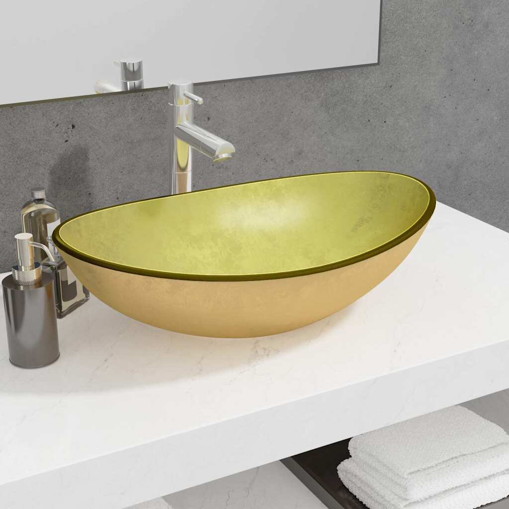 vidaXL Мивка закалено стъкло 545x35x155 см матирана