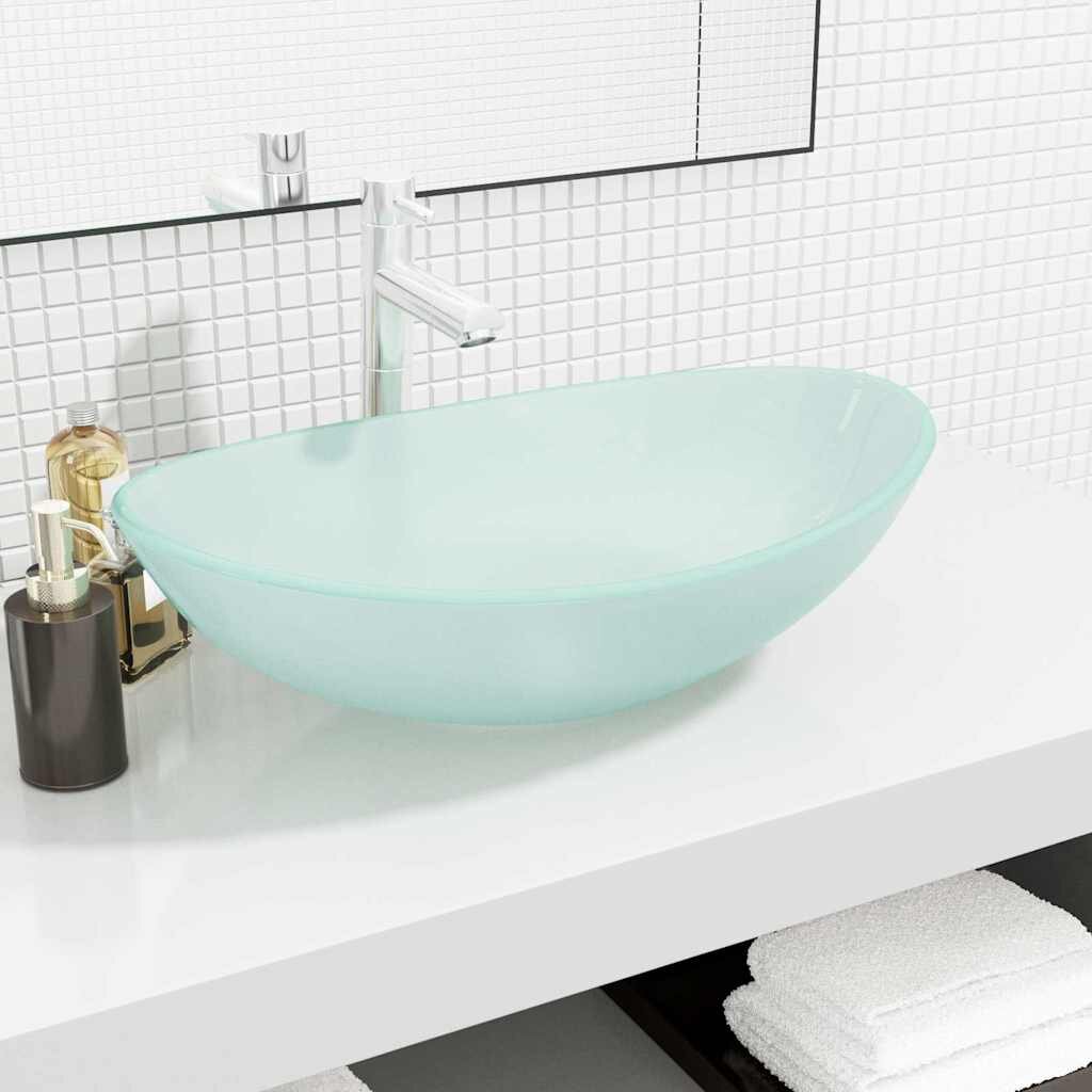 vidaXL Мивка закалено стъкло 545x35x155 см матирана
