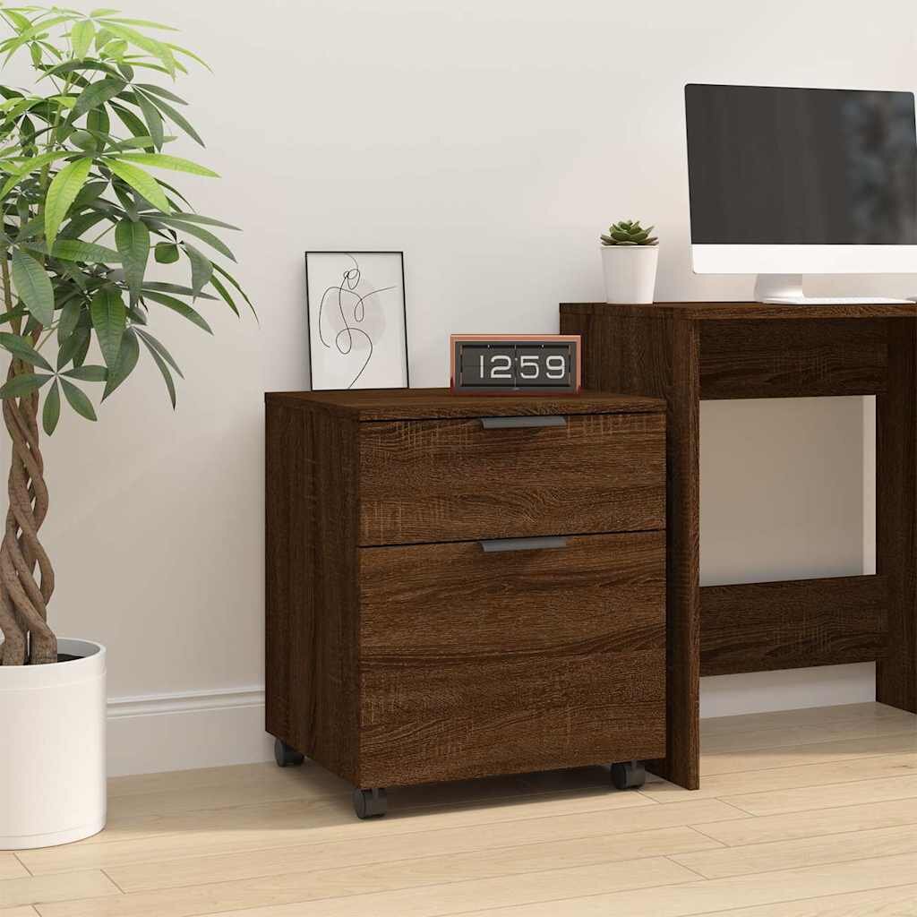 vidaXL Мобилен архивен шкаф с кафяв дъб 45x38x54 см инженерно дърво
