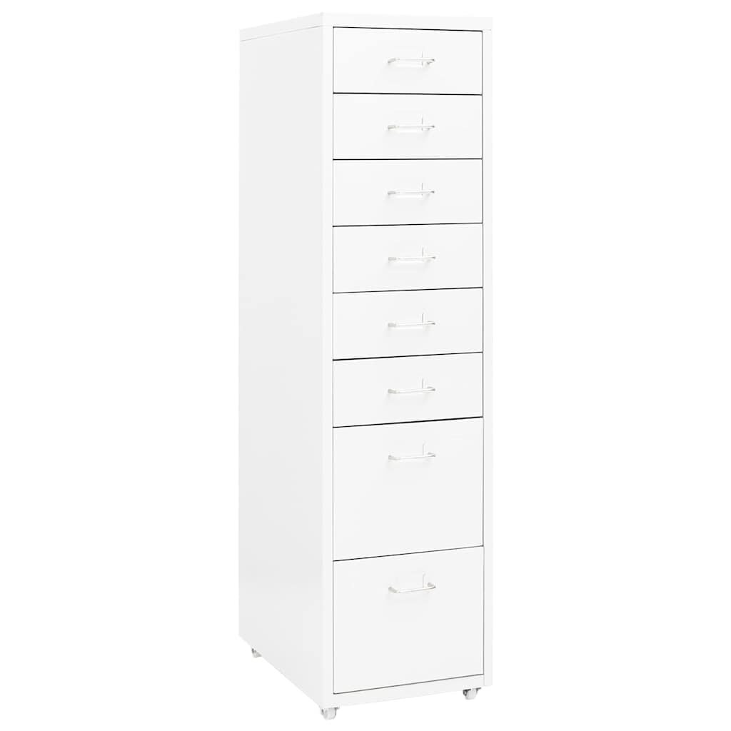vidaXL Мобилен офис шкаф бял 28x41x109 см метал