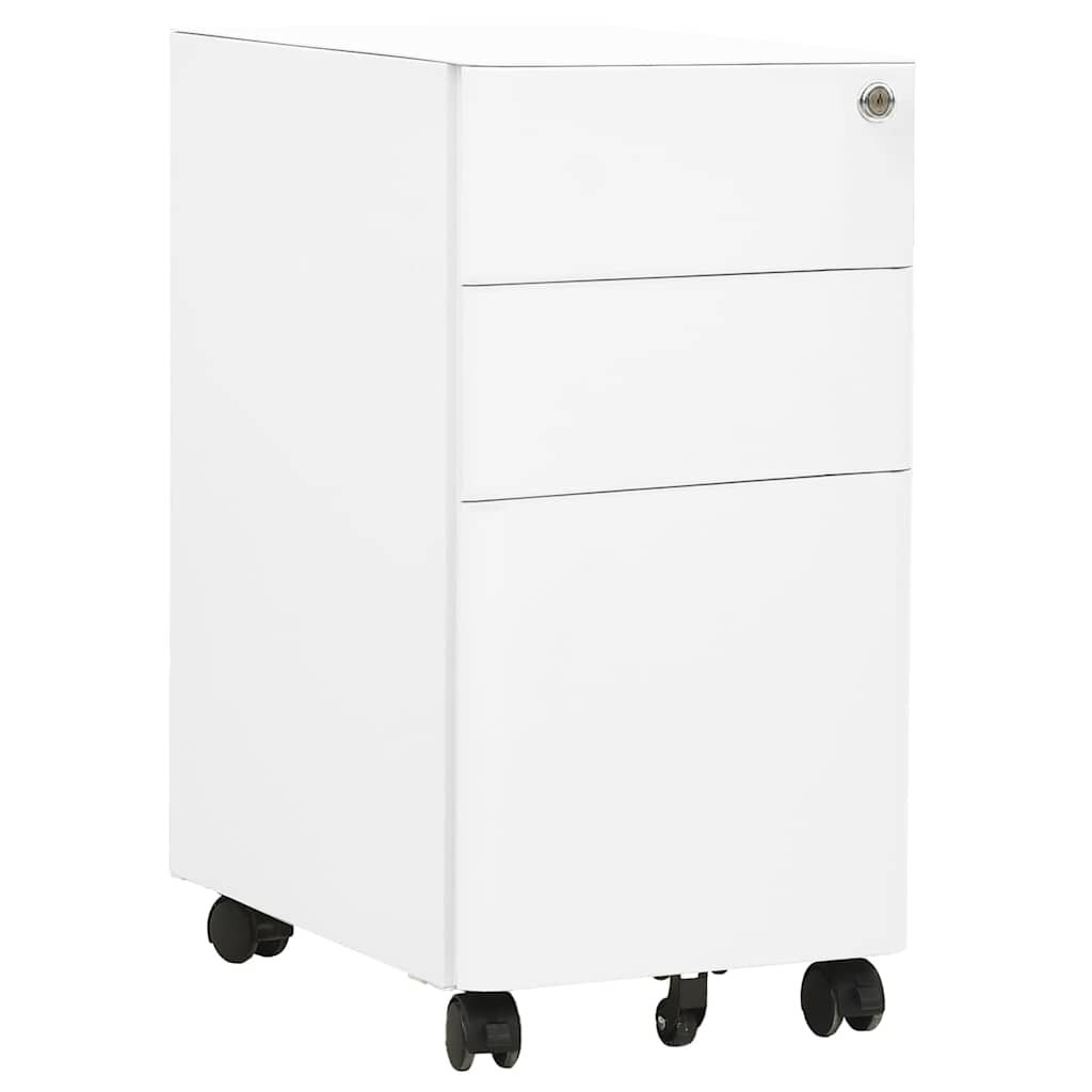 vidaXL Мобилен офис шкаф бял 30x45x59 см стомана