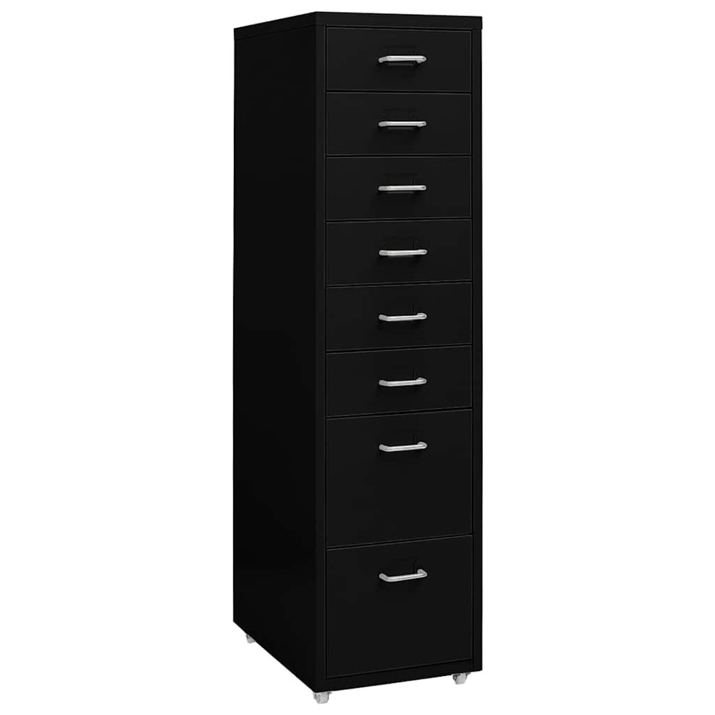 vidaXL Мобилен офис шкаф черен 28x41x109 см метал