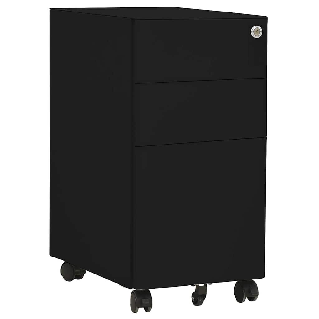 vidaXL Мобилен офис шкаф черен 30x45x59 см стомана