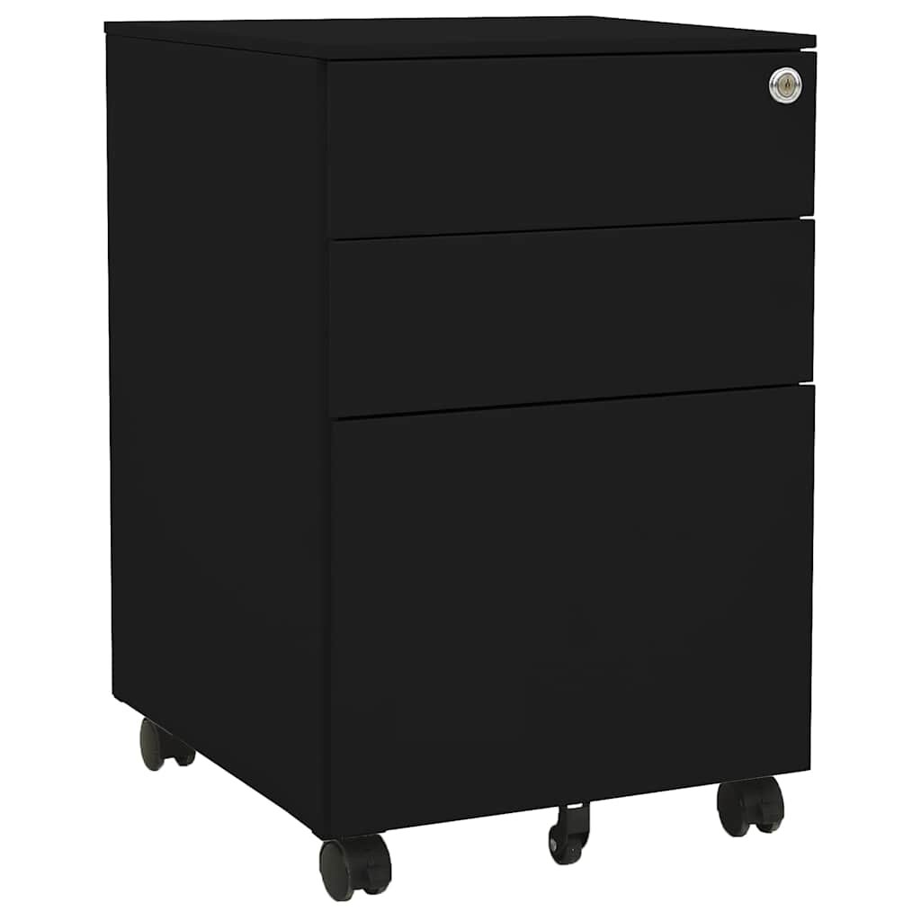 vidaXL Мобилен офис шкаф черен 39x45x60 см стомана