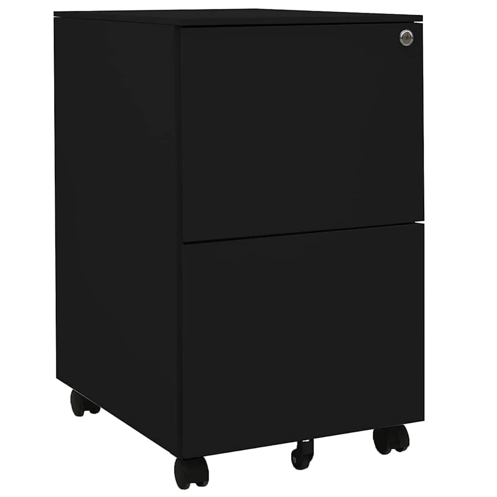 vidaXL Мобилен офис шкаф черен 39x45x67см стомана