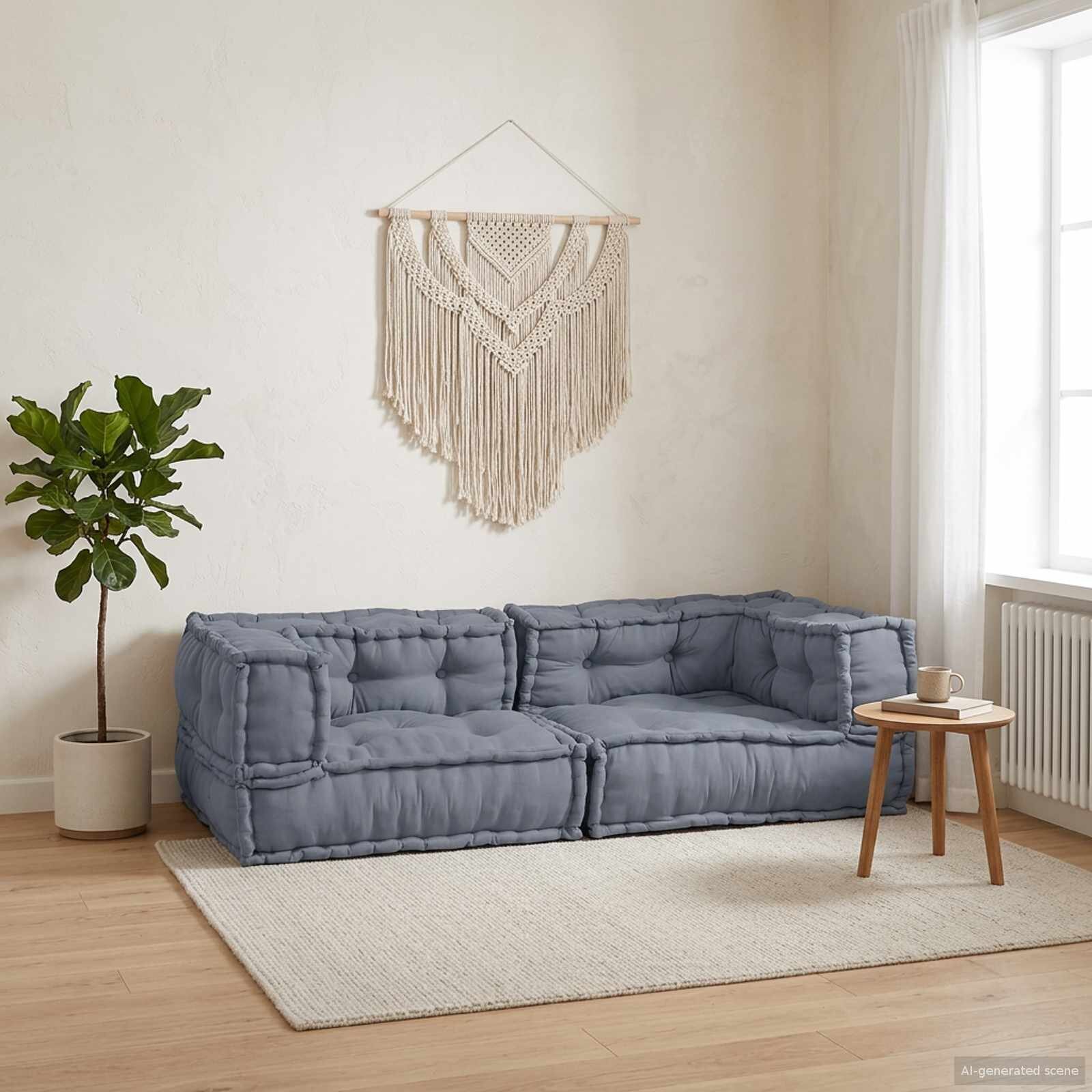 vidaXL Модулен диван 3 бр. Текстил Сиво 140 x 70 x 36 см