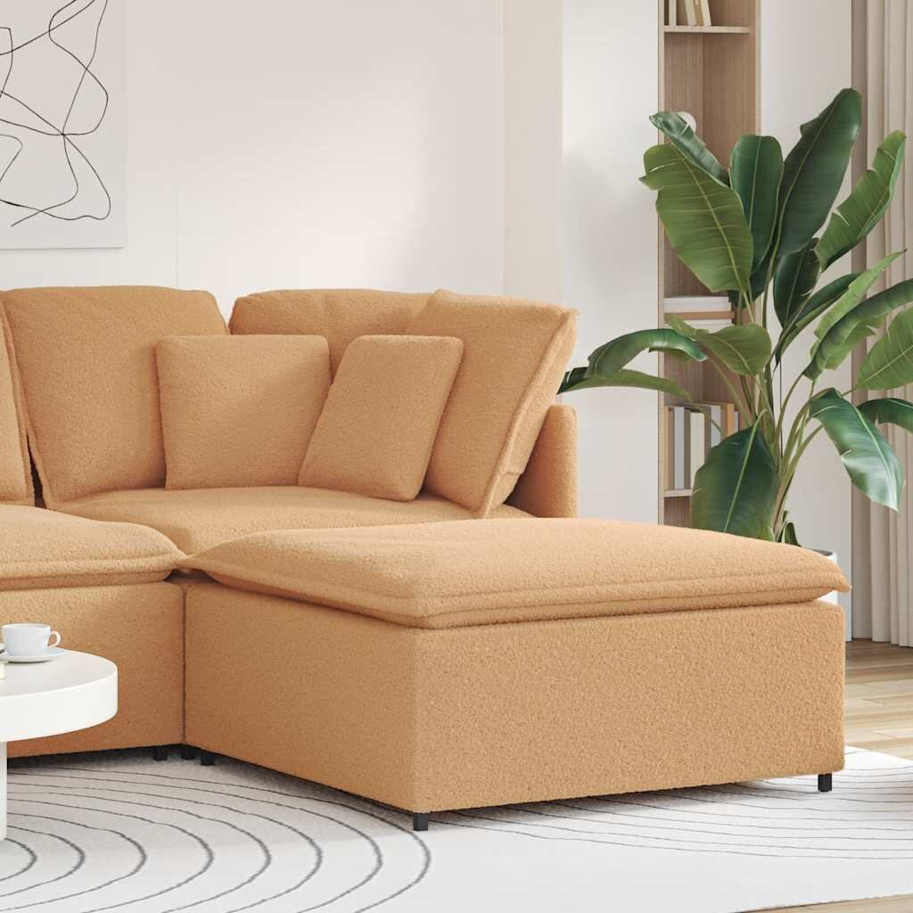 vidaXL Модулен диван с табуретка бежов 100x100x48 см