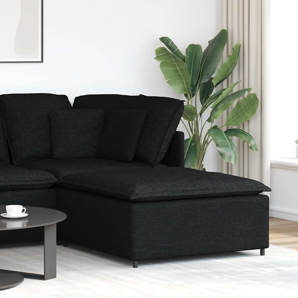 vidaXL Модулен диван с табуретка черен 100x100x48 см