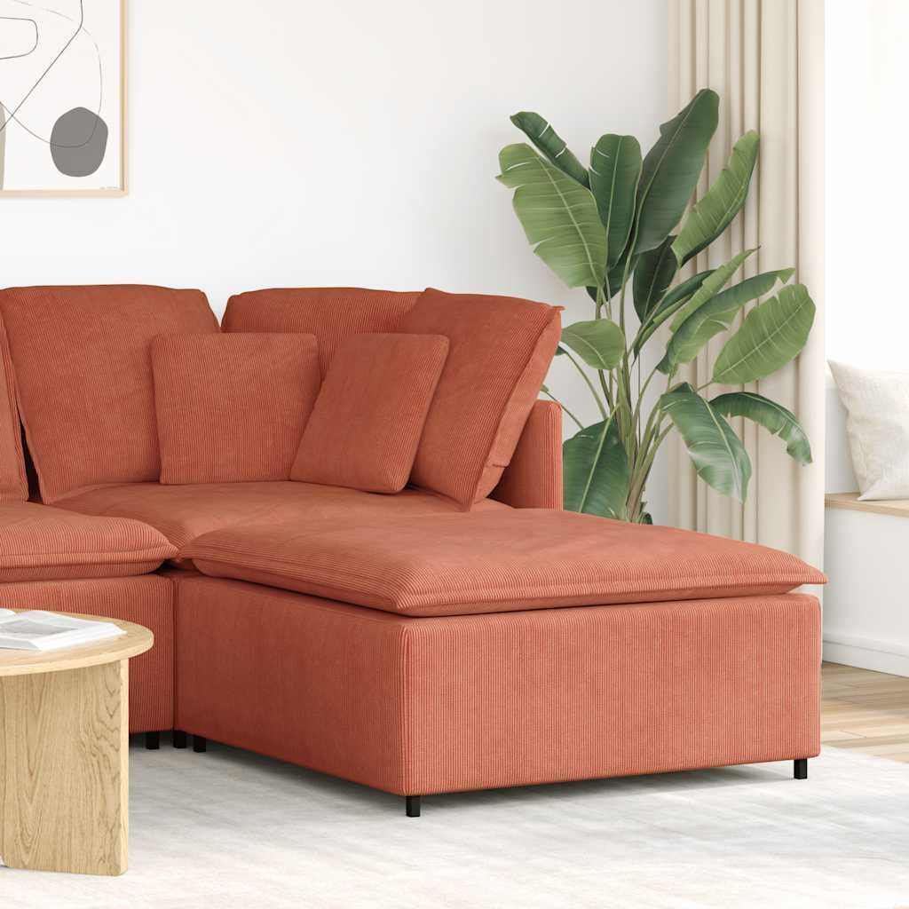 vidaXL Модулен диван с табуретка червено-оранжев 100x100x48 см