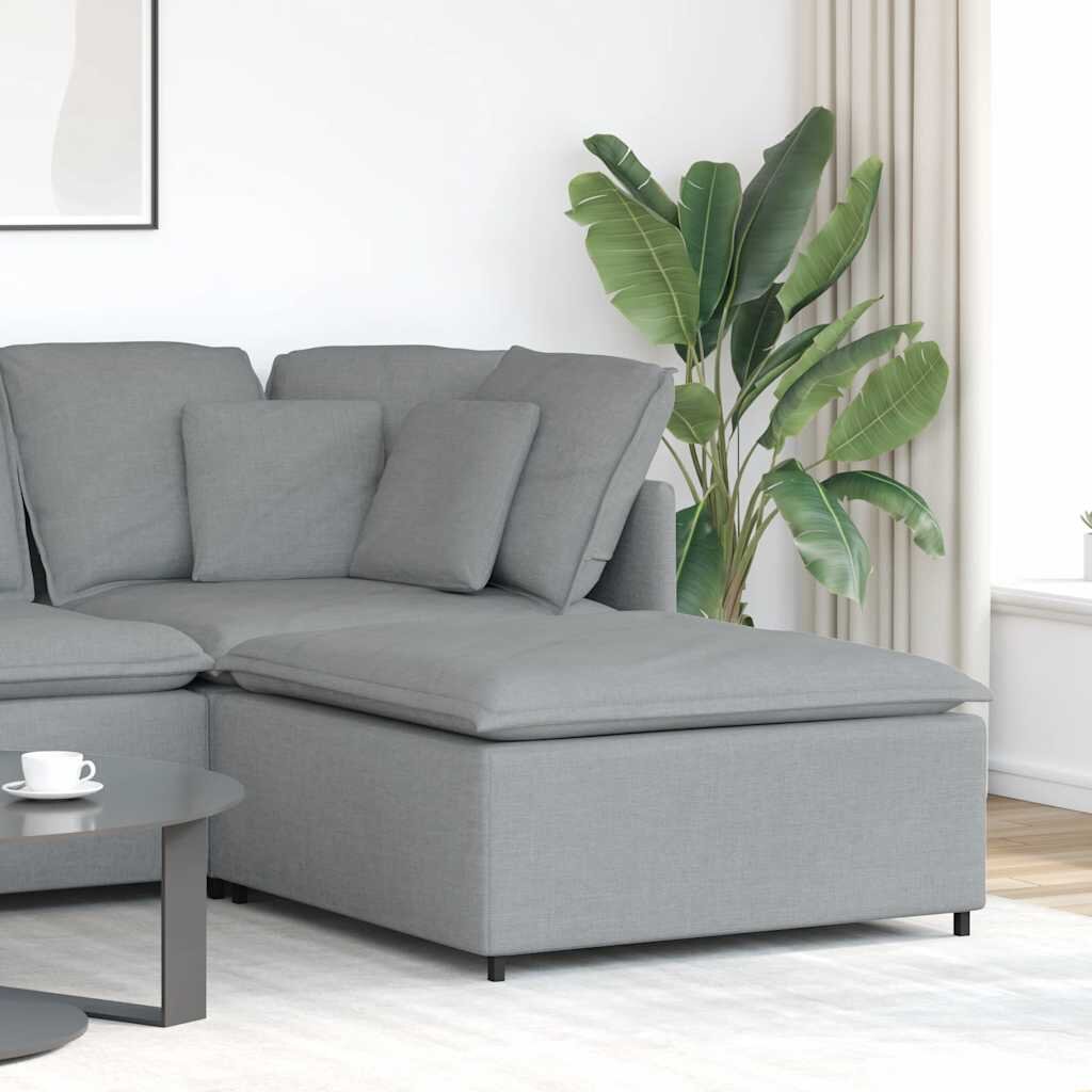 vidaXL Модулен диван с табуретка светлосив 100x100x48 см