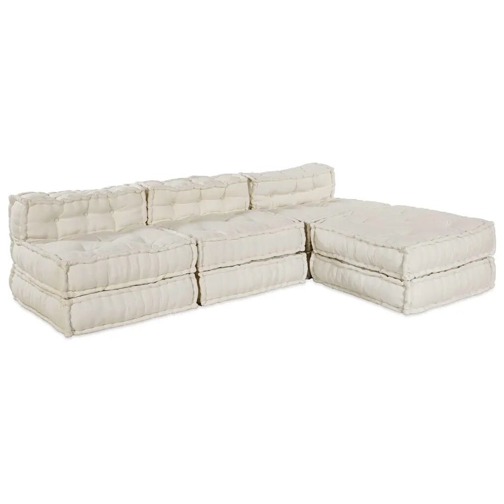 vidaXL Модулен диван Текстил Кремаво 210 x 140 x 56 см