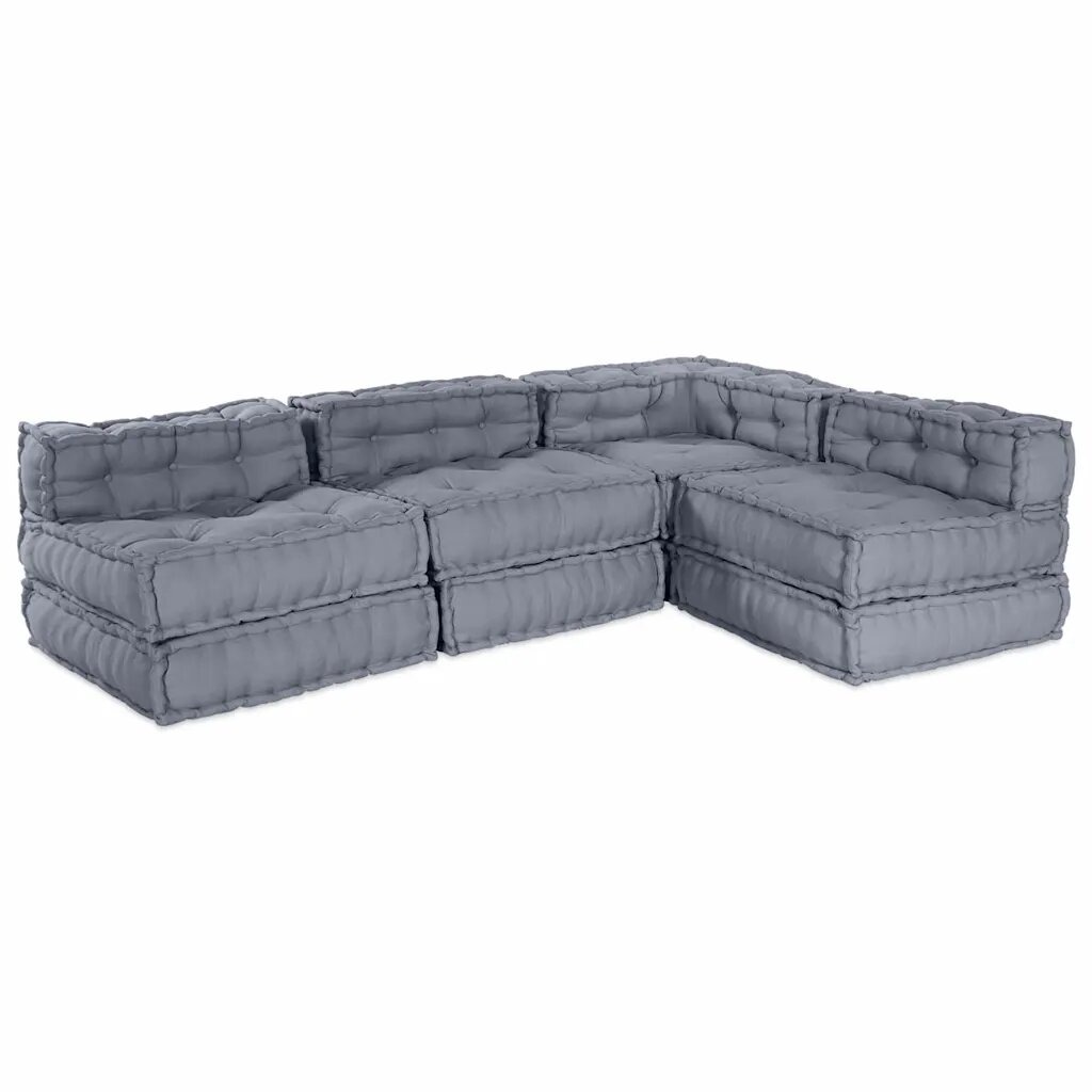 vidaXL Модулен диван Текстил Сиво 210 x 140 x 56 см