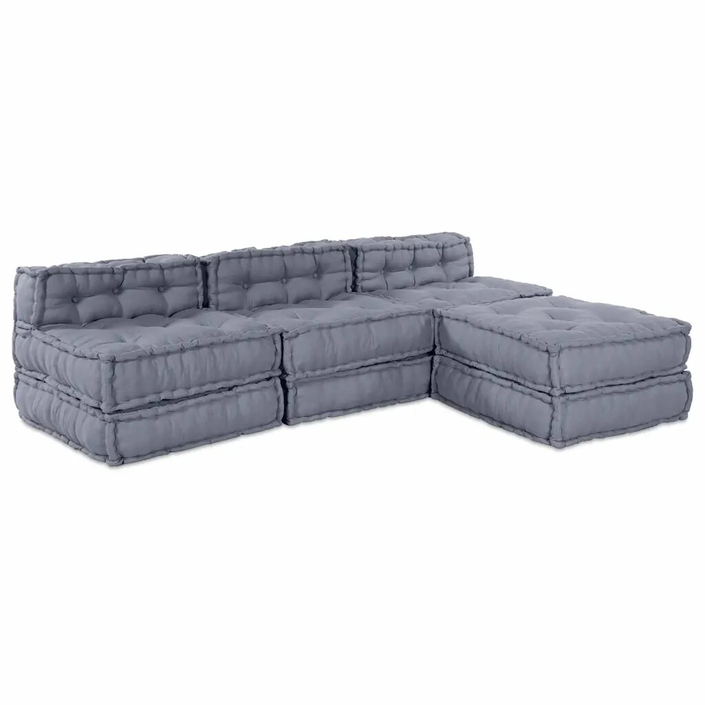 vidaXL Модулен диван Текстил Сиво 210 x 140 x 56 см