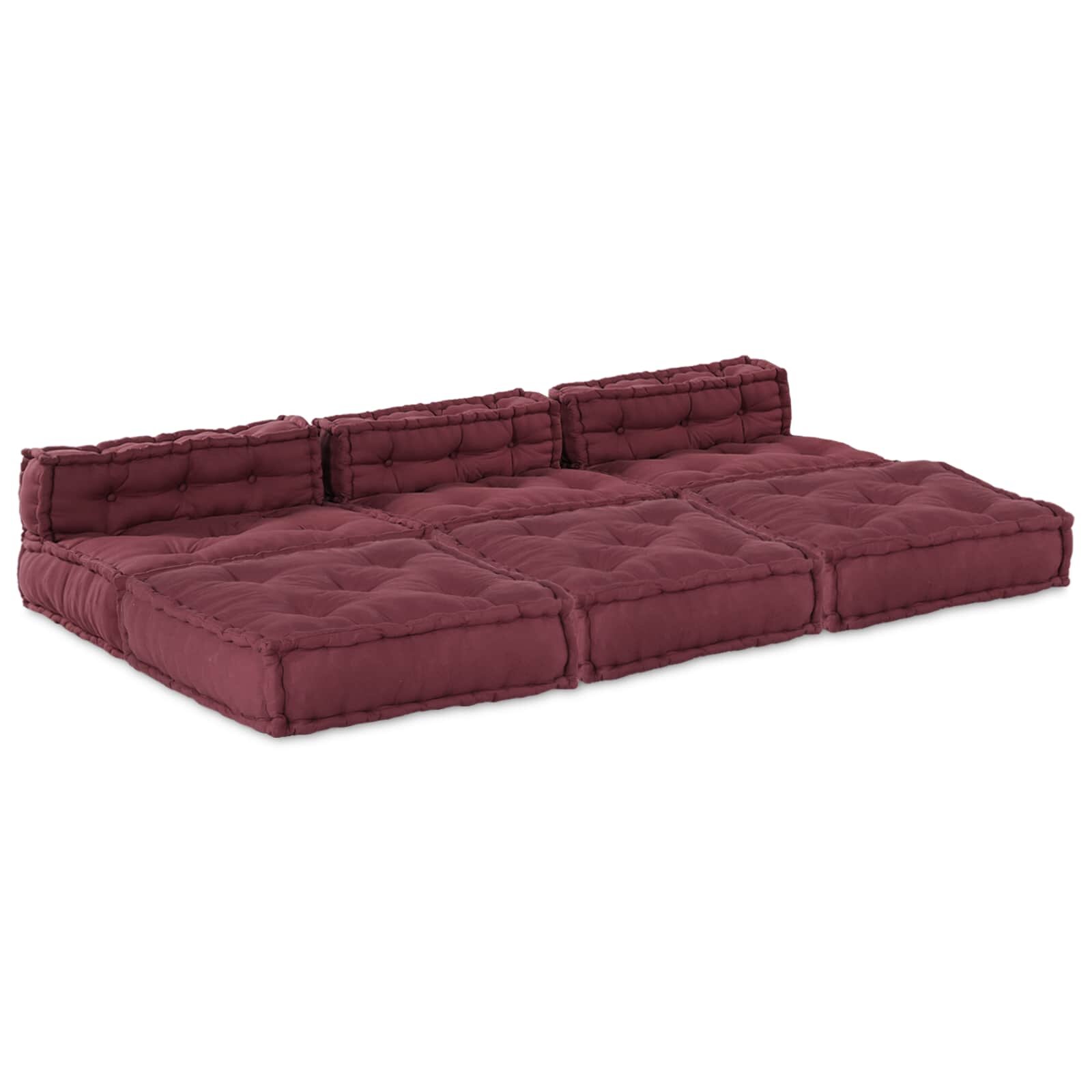 vidaXL Модулен диван Текстил Тъмен червен 210 x 140 x 56 см