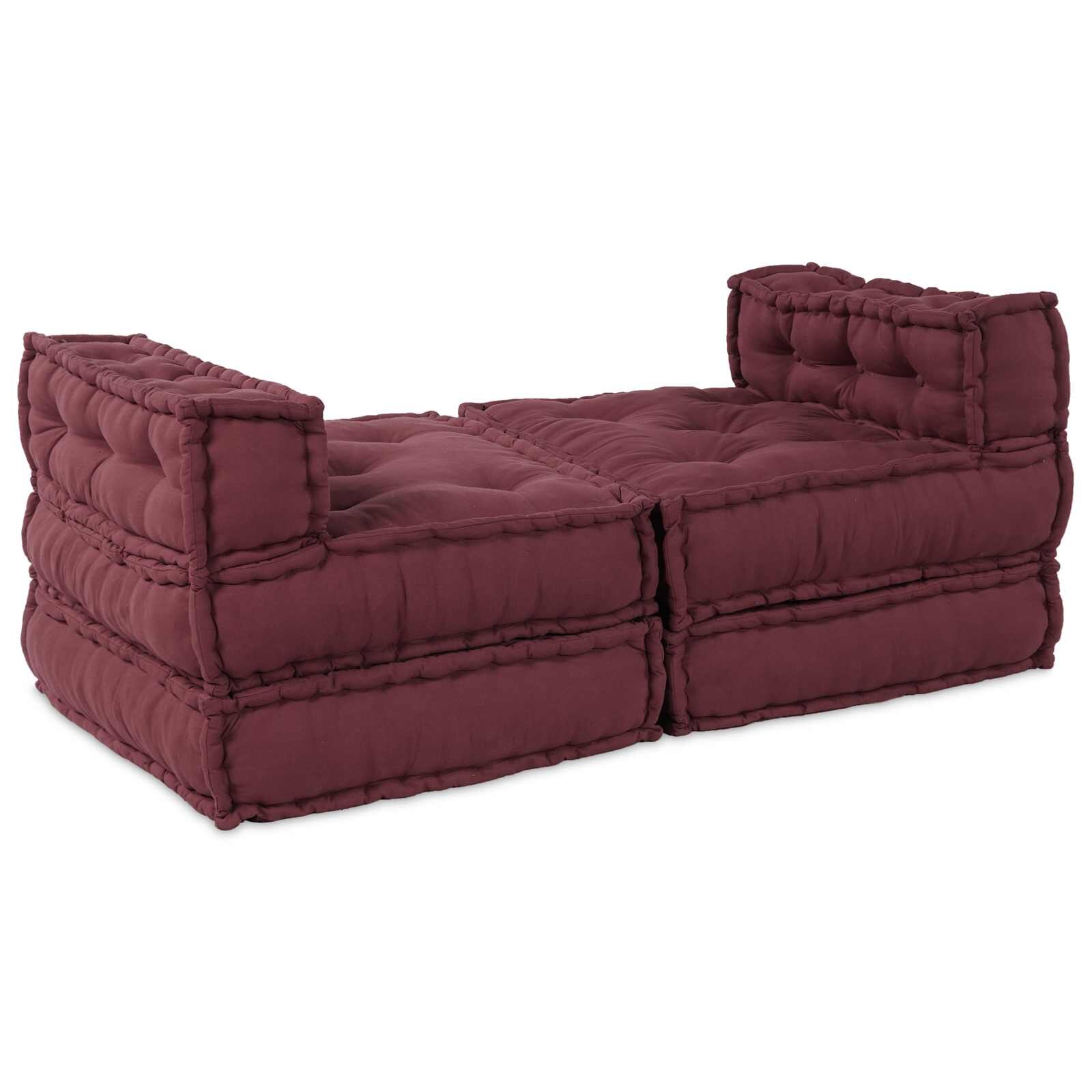 vidaXL Модулен диван Текстил Тъмен червен 210 x 140 x 56 см