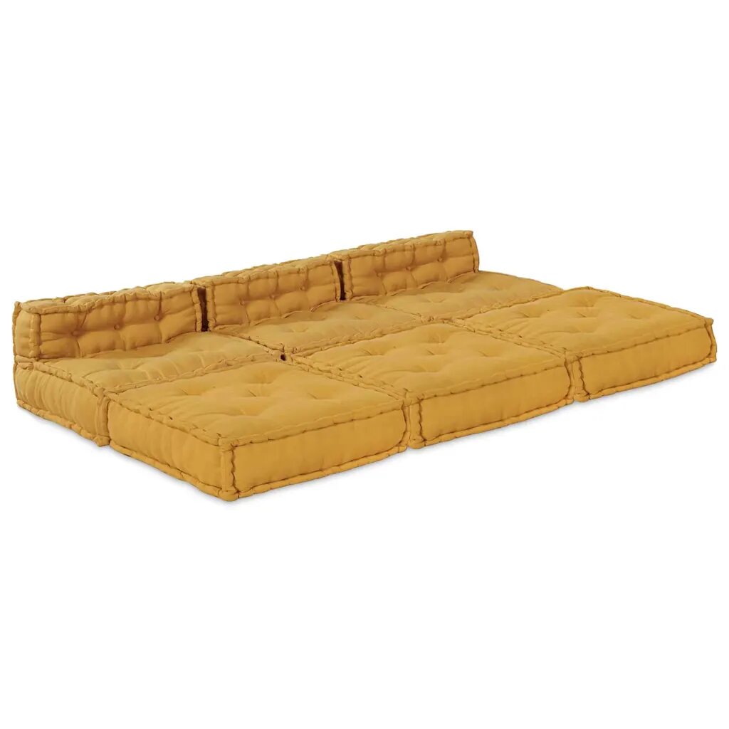 vidaXL Модулен диван Текстил Жълто 210 x 140 x 56 см