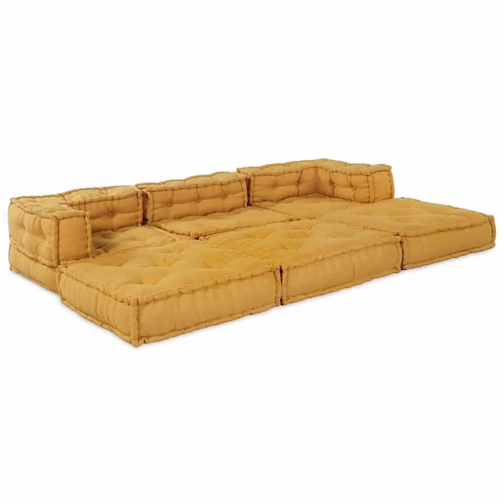 vidaXL Модулен диван Текстил Жълто 210 x 70 x 56 см