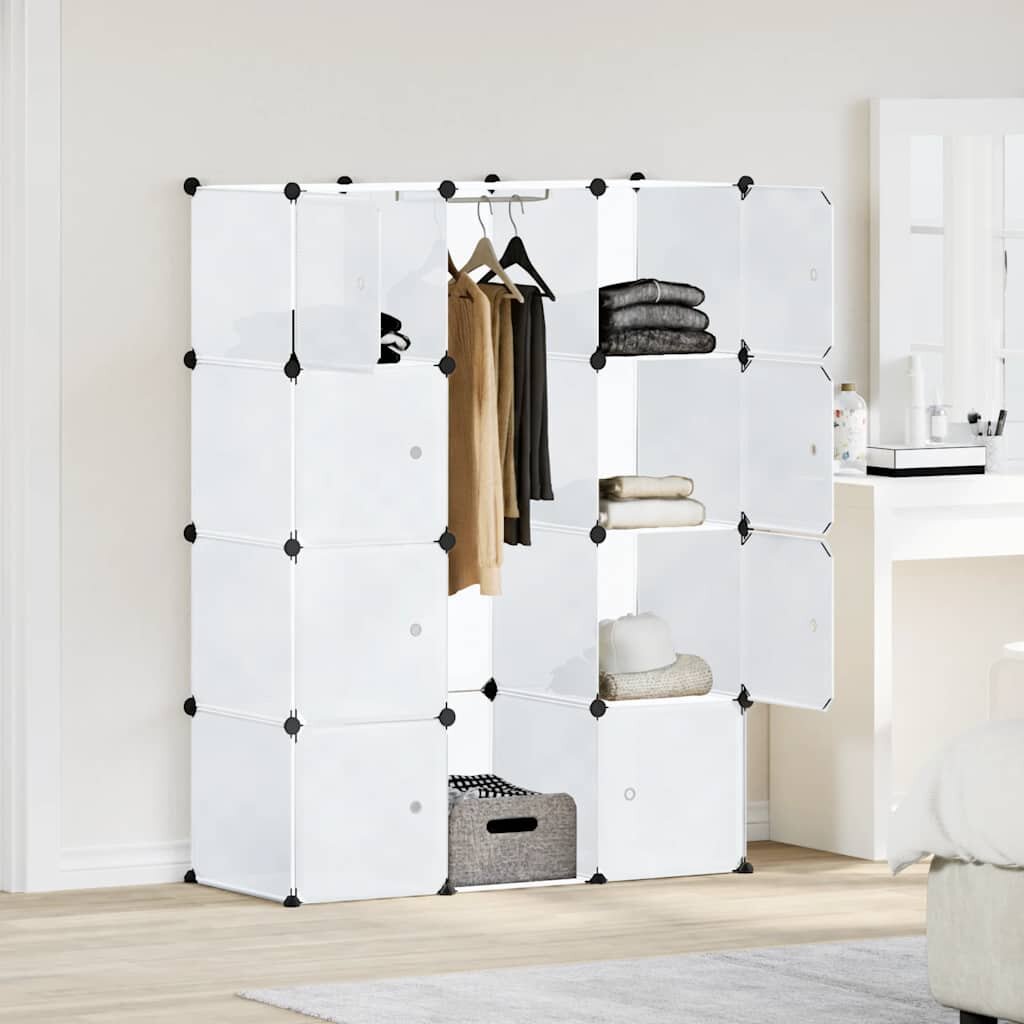 vidaXL Модулен шкаф с 9 отделения 109x365x143 см бял