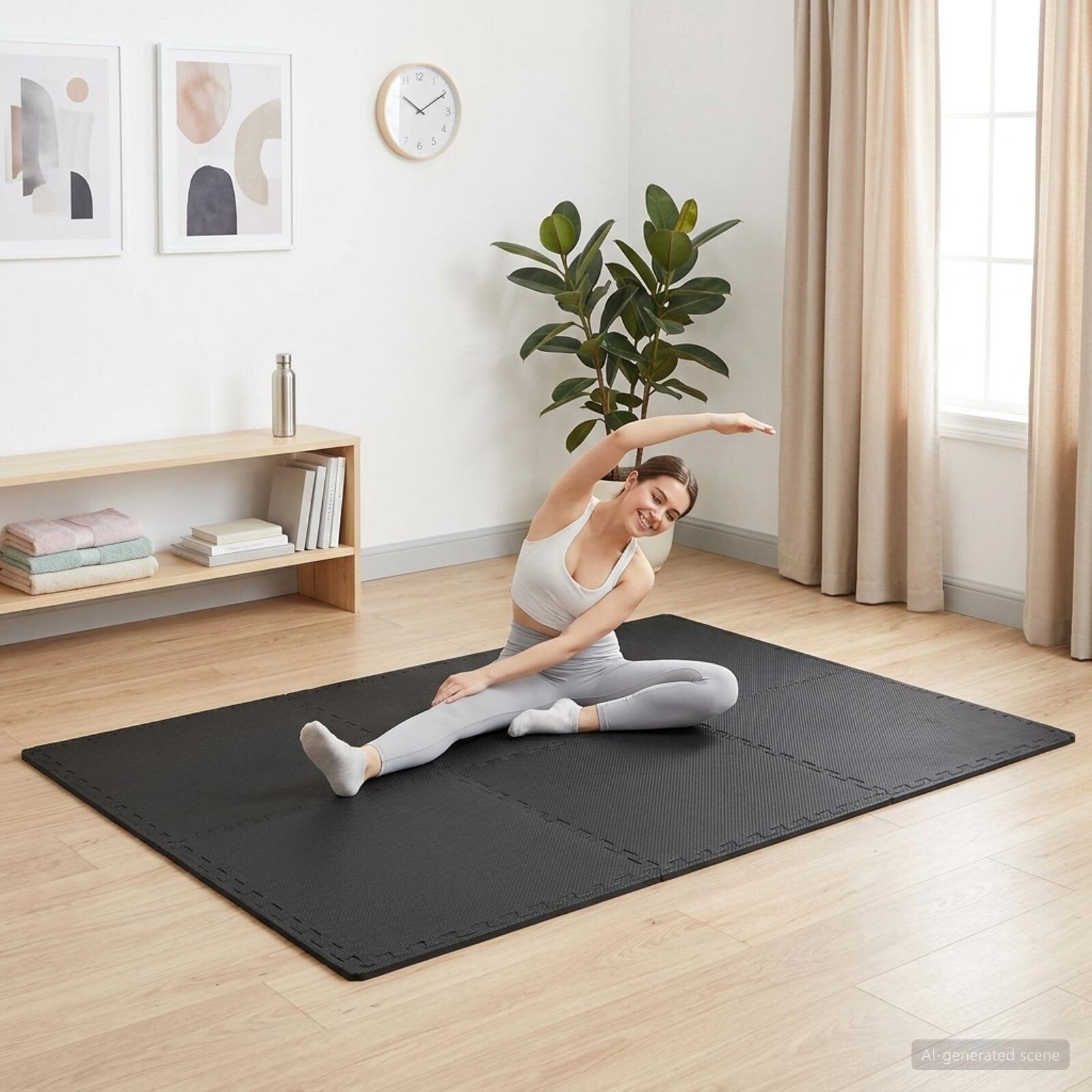 vidaXL Мокети 40 бр. Черно 144 м² EVA Пяна