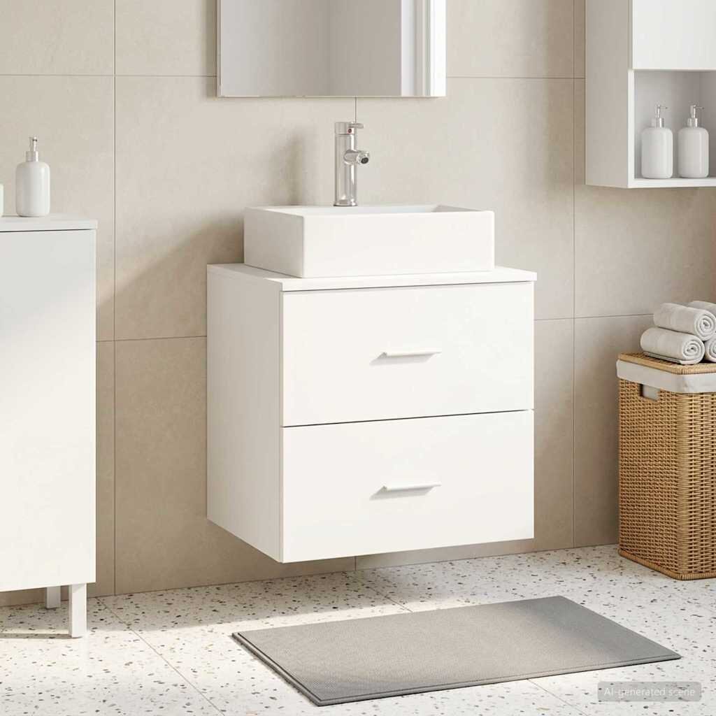 vidaXL Монтирана на стена мивка и тоалетка Бяло 495 x 41 x 625 см