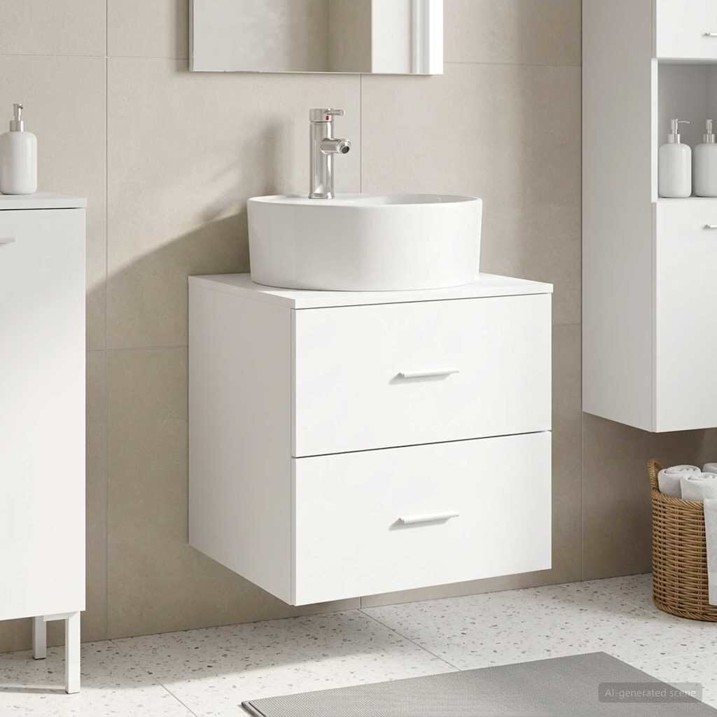 vidaXL Монтирана на стена мивка и тоалетка Бяло 495 x 445 x 65 см