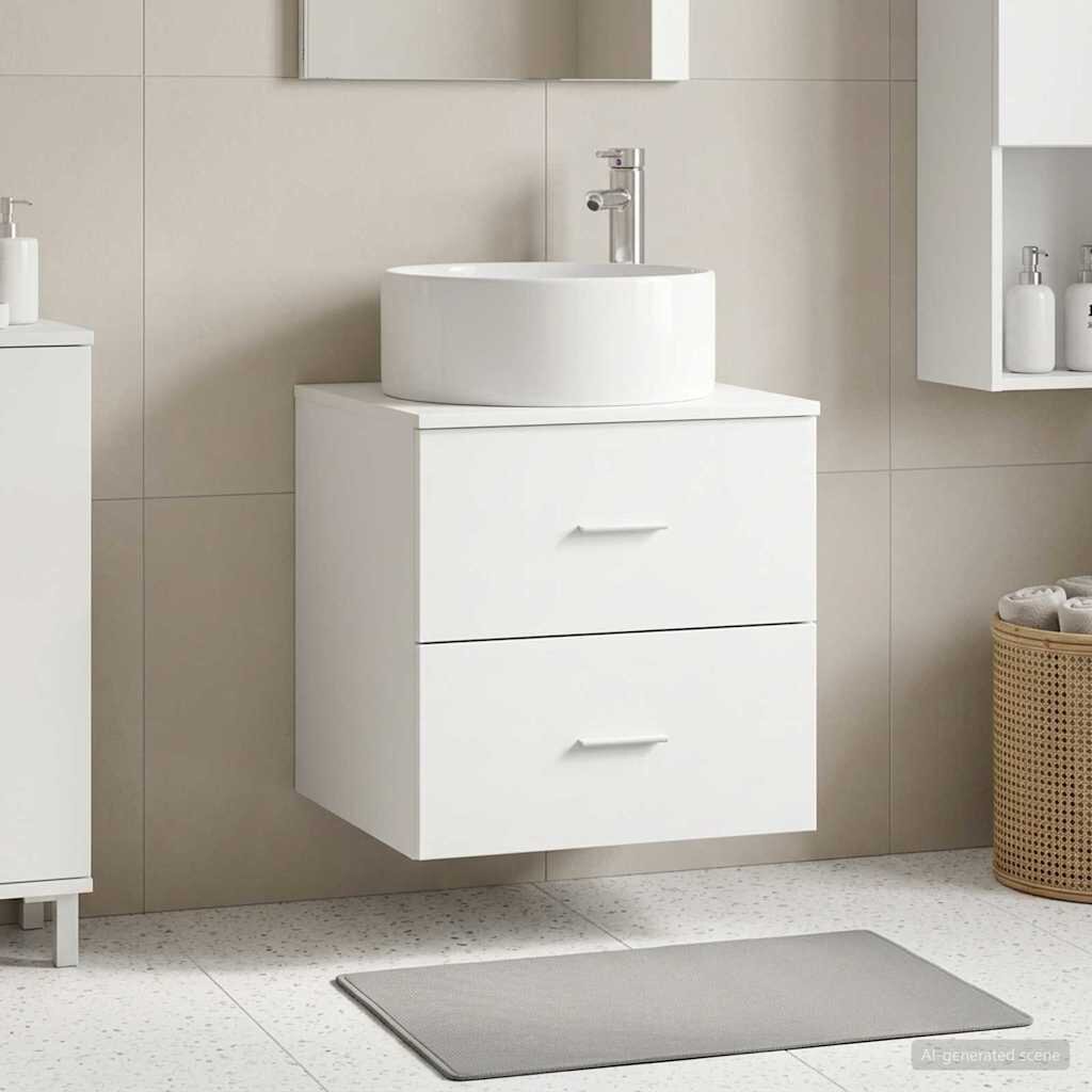 vidaXL Монтирана на стена мивка и тоалетка Бяло 495 x 445 x 655 см