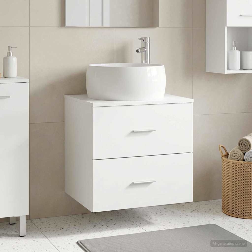 vidaXL Монтирана на стена мивка и тоалетка Бяло 495 x 445 x 66 см