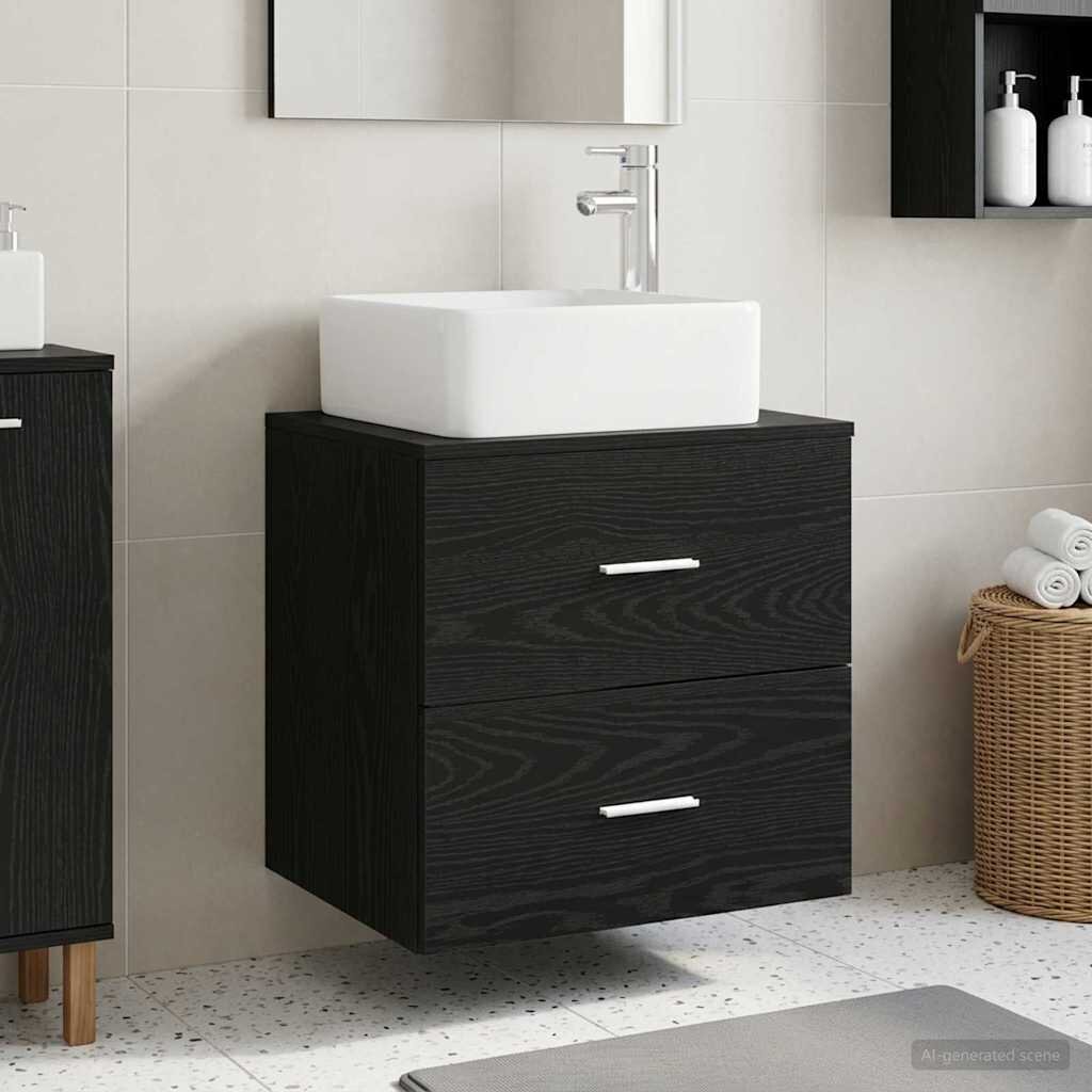 vidaXL Монтирана на стена мивка и тоалетка Черен дъб 495 x 41 x 63 см
