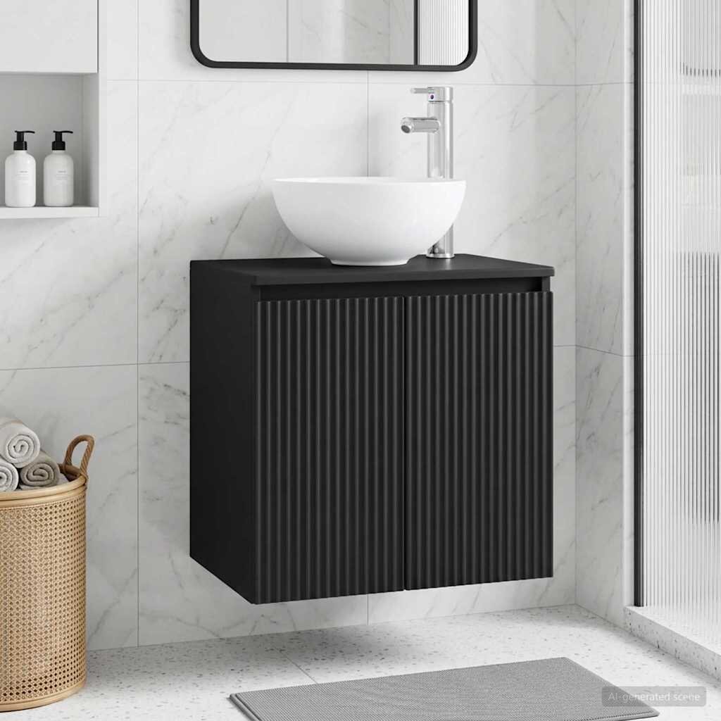 vidaXL Монтирана на стена мивка и тоалетка Черно 495 x 41 x 645 см