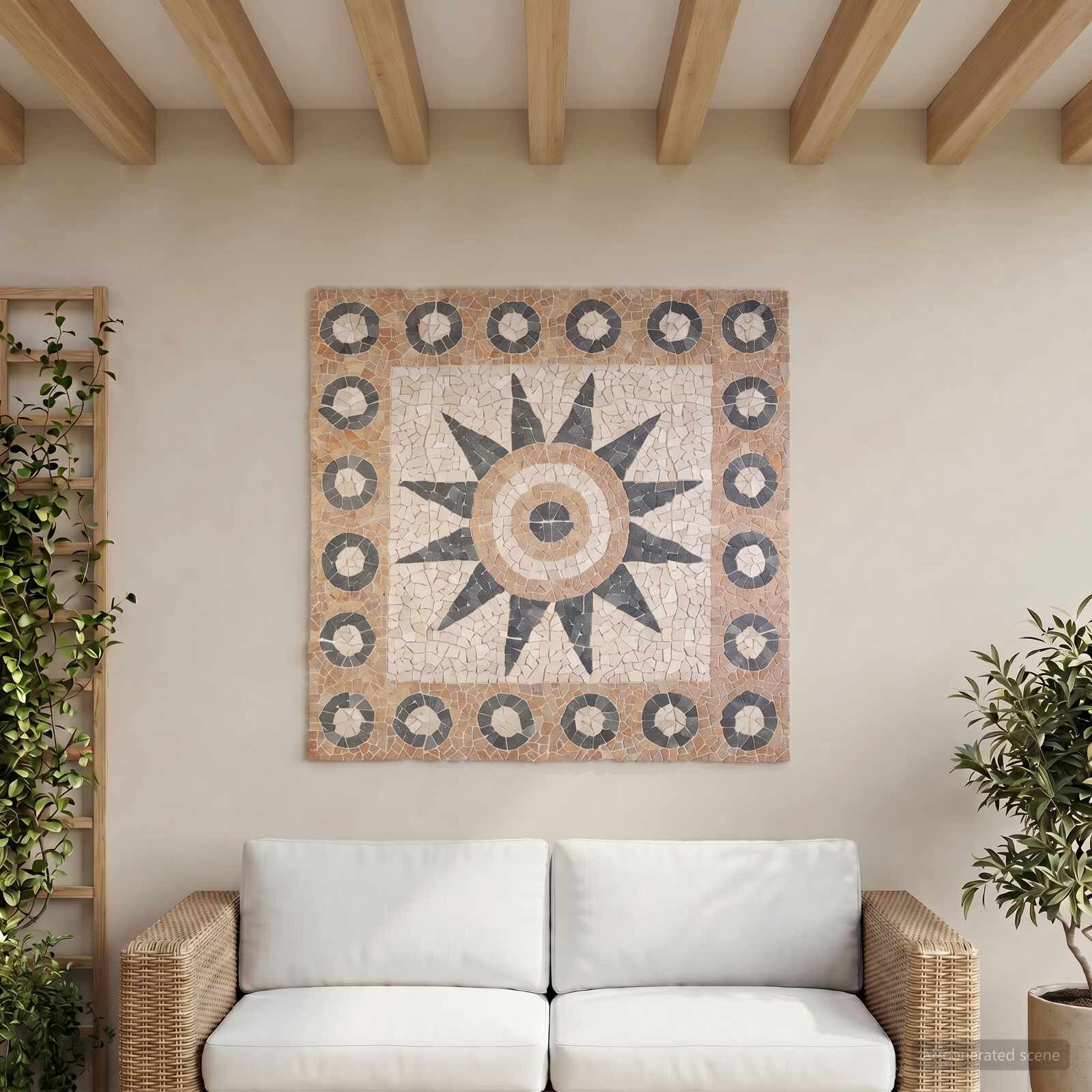 vidaXL Мозайка с цветен модел Многоцветен 120 x 120 cm Мрамор