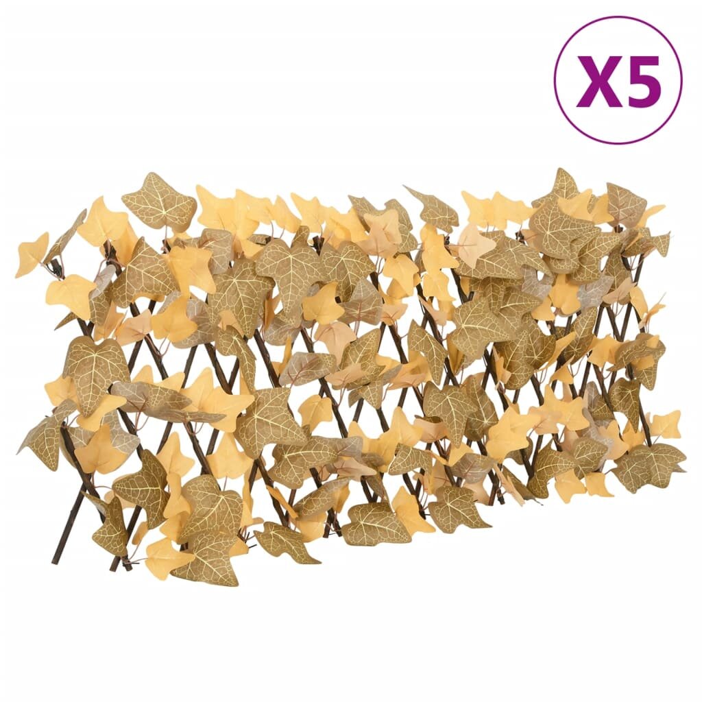 vidaXL Мрежа изкуствени листа клен разширяваща оранжев 5 бр 180x30 см