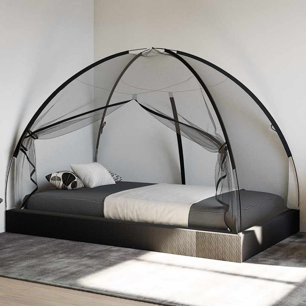 vidaXL Мрежа против комари Монголия с врати 220 черна 200x120x130 см