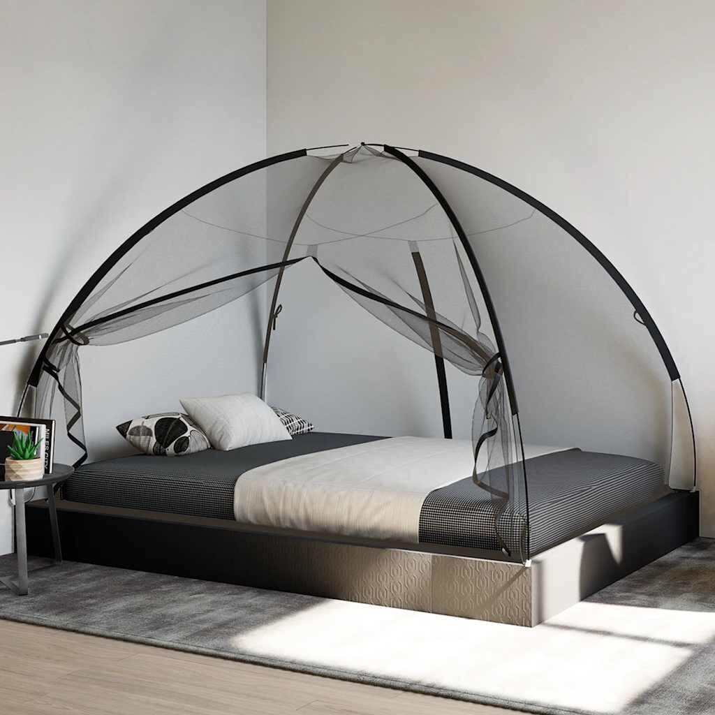 vidaXL Мрежа против комари Монголия с врати 220 черна 200x150x140 см