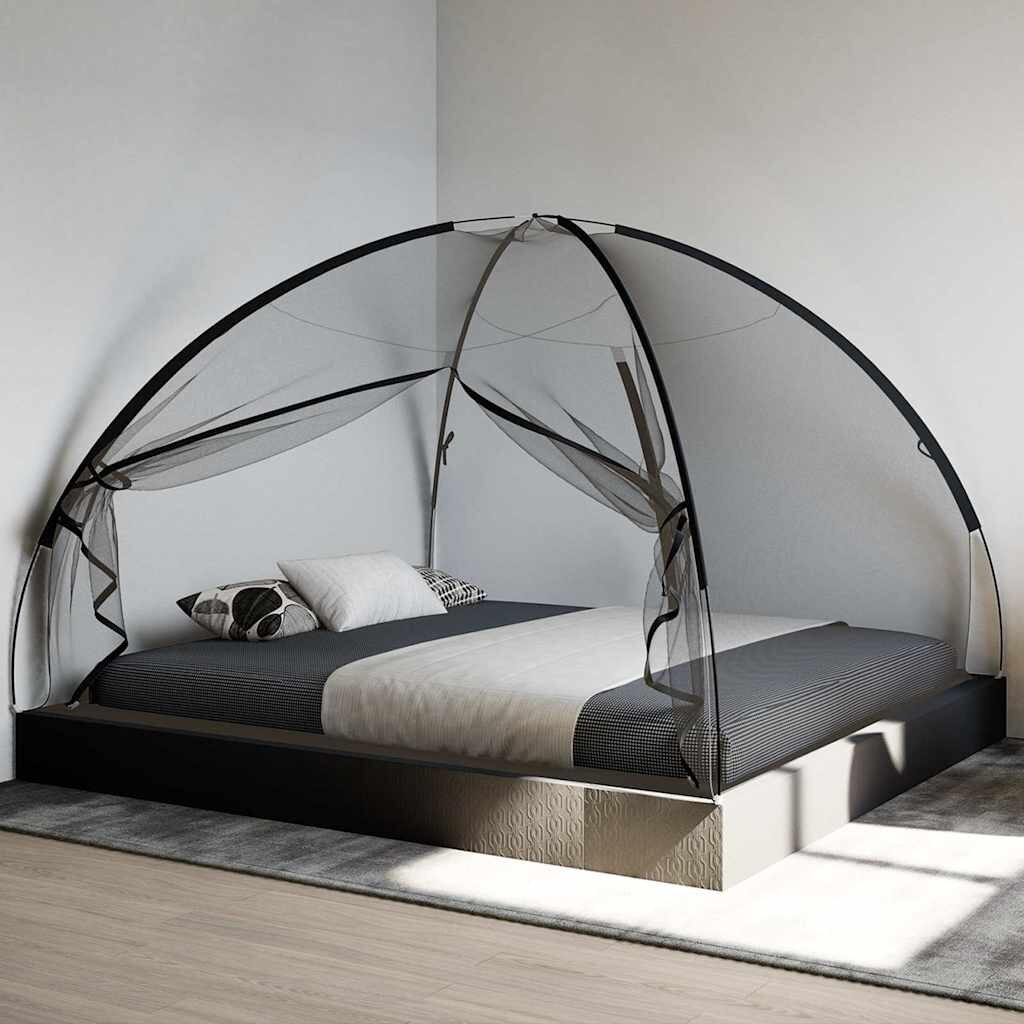 vidaXL Мрежа против комари Монголия с врати 220 черна 200x180x135 см