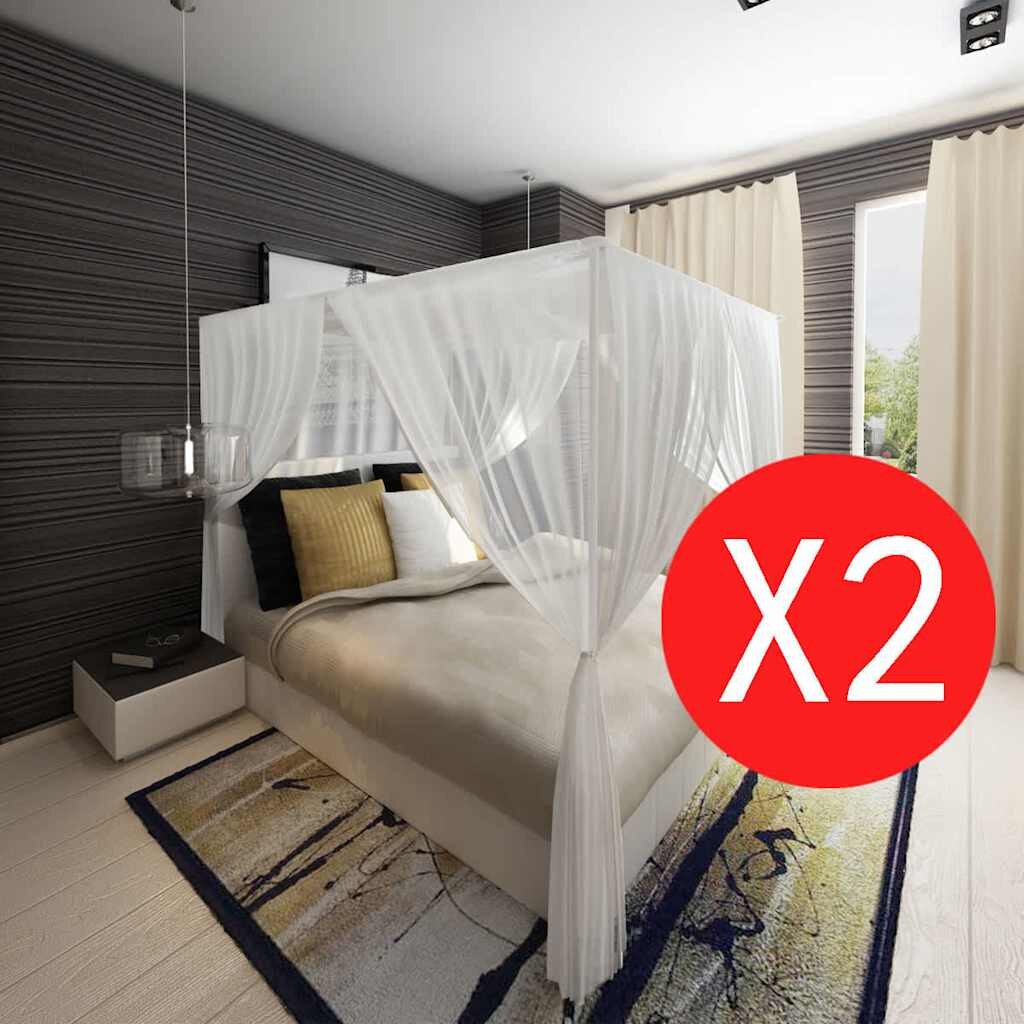 vidaXL Мрежа против комари за легло правоъгълна 3 отвора – 2 броя