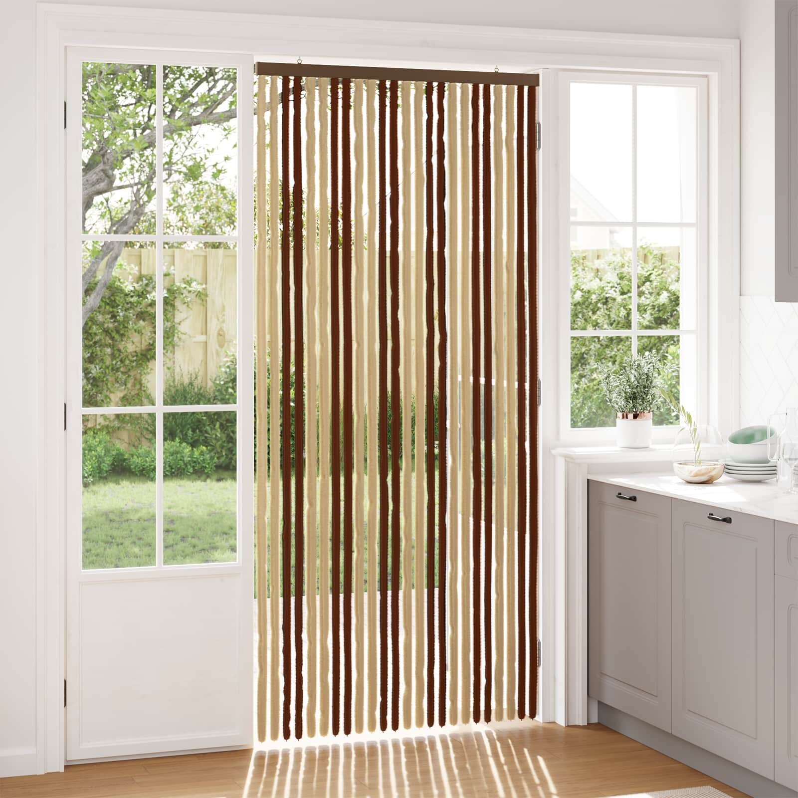 vidaXL Мрежа против насекоми Шенил Кафяв и бежов 100 x 220 cm 100% ПП