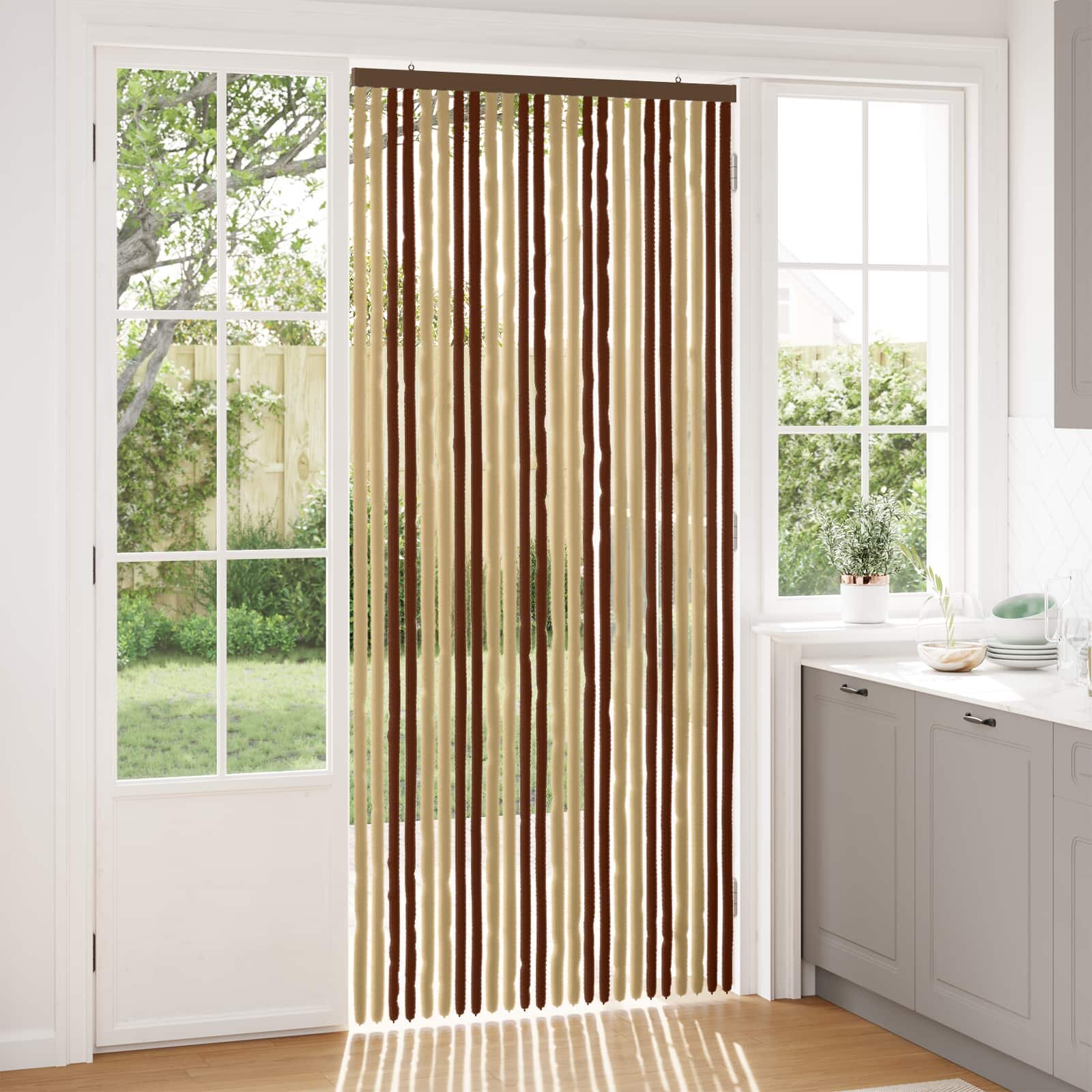 vidaXL Мрежа против насекоми Шенил Кафяв и бежов 100 x 230 cm 100% ПП