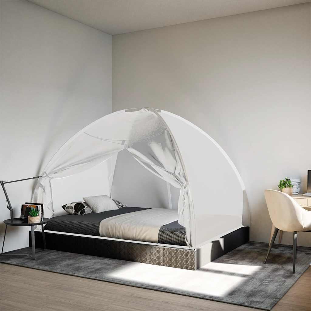 vidaXL Мрежа срещу комари Монголия с врати 220 mesh бял 200x150x140 см
