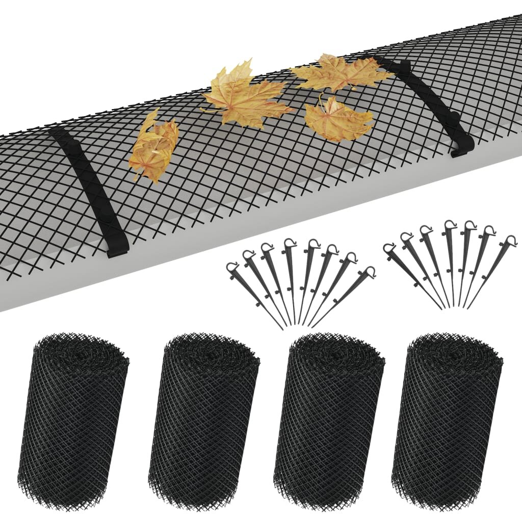 vidaXL Мрежа за улуци 4 части със скоби HDPE 108 м²