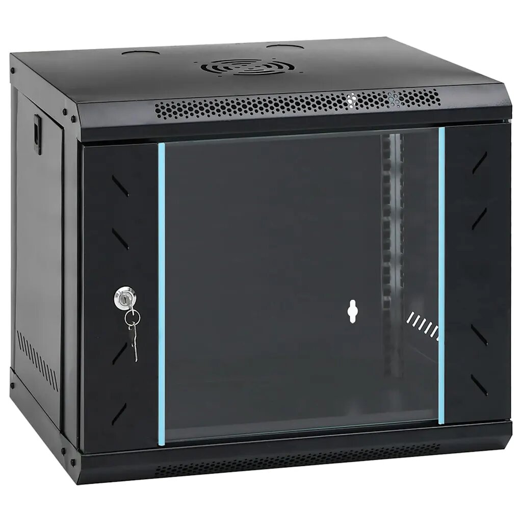 vidaXL Мрежов кабинет със съхранение Черно 53 x 45 x 45 см Стомана