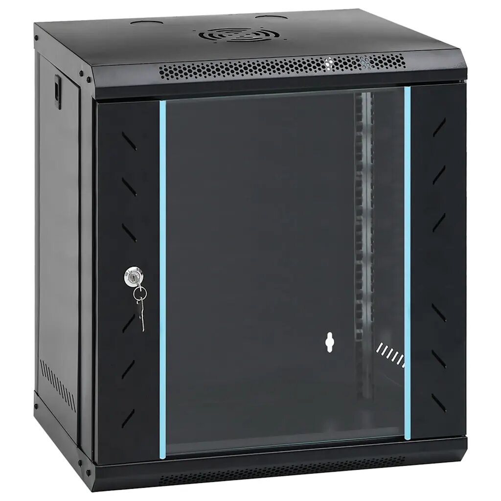 vidaXL Мрежов кабинет със съхранение Черно 53 x 45 x 60 см Стомана