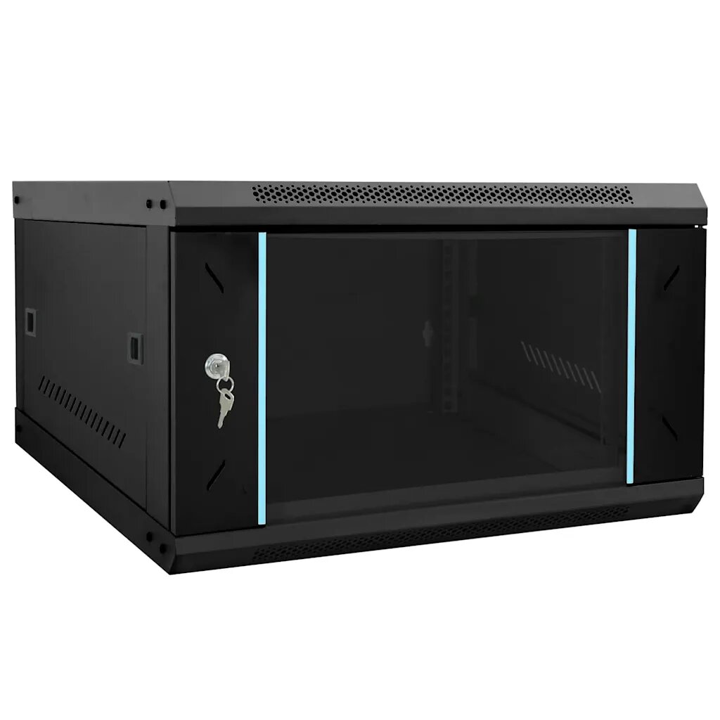 vidaXL Мрежов кабинет със съхранение Черно 53 x 60 x 30 см Стомана