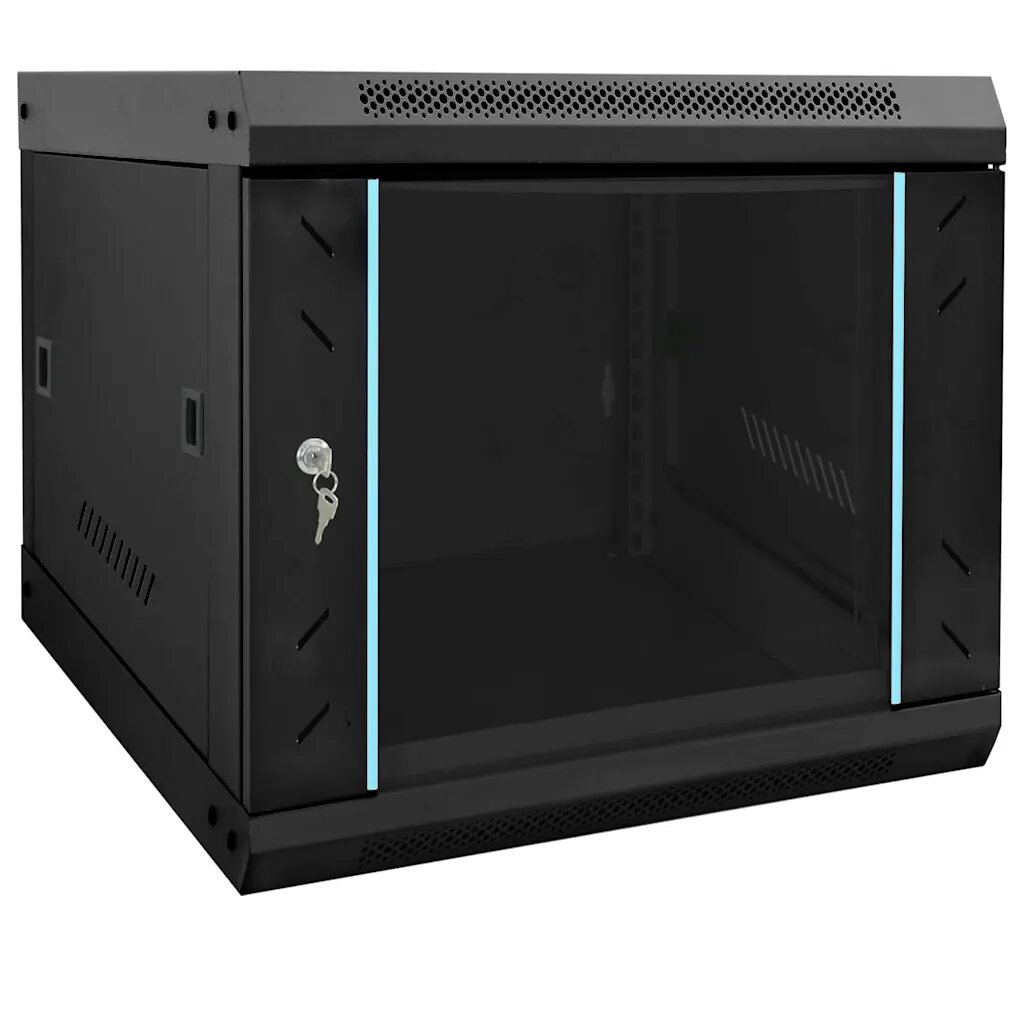 vidaXL Мрежов кабинет със съхранение Черно 53 x 60 x 45 см Стомана