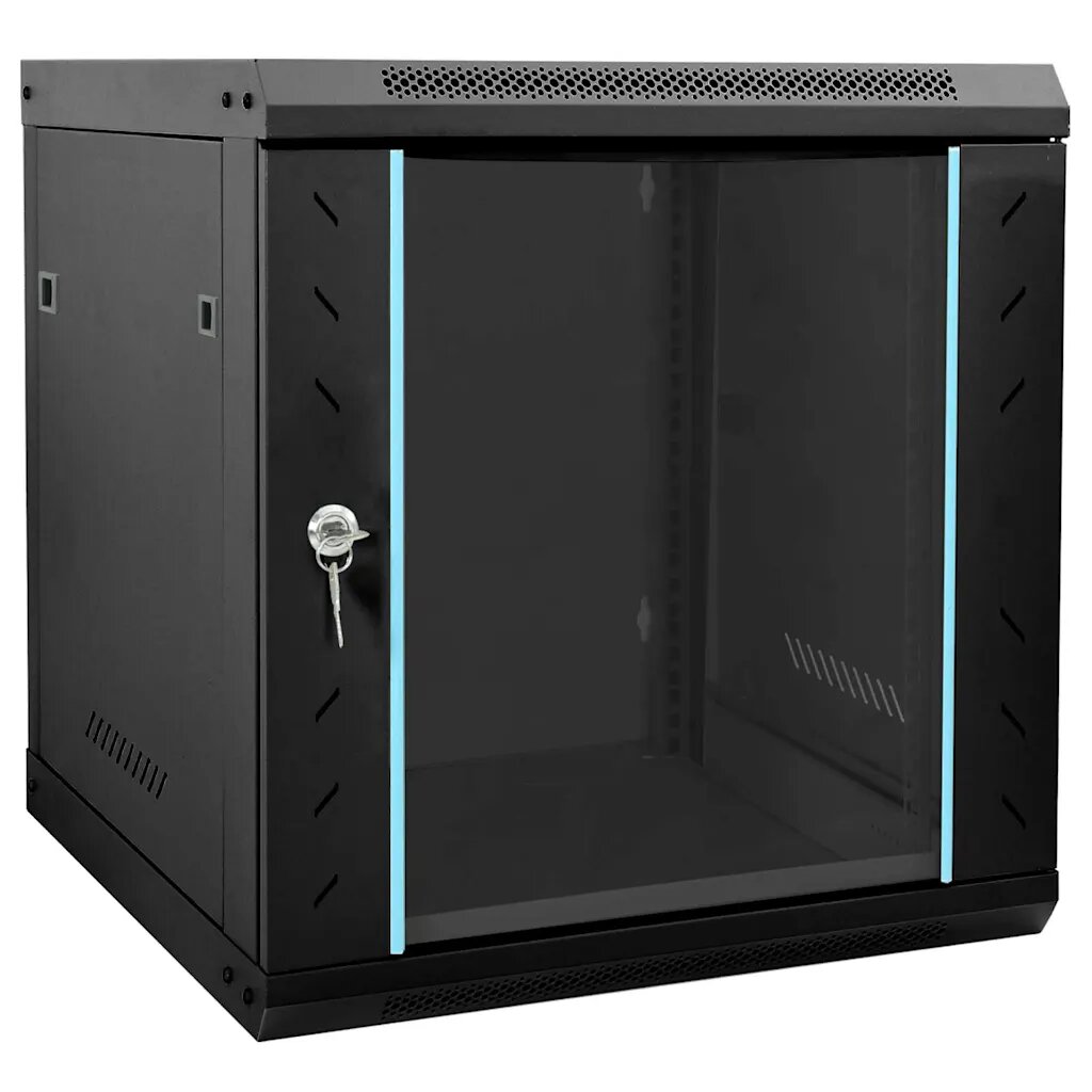 vidaXL Мрежов кабинет със съхранение Черно 53 x 60 x 60 см Стомана