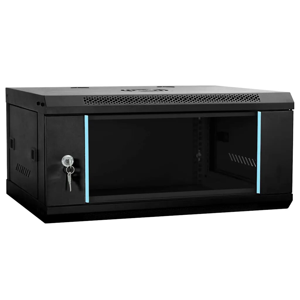 vidaXL Мрежов кабинет със съхранение Черно 60 x 35 x 28 см Стомана